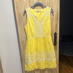 Vineyard Vines Yellow Embroidered Mini Dress